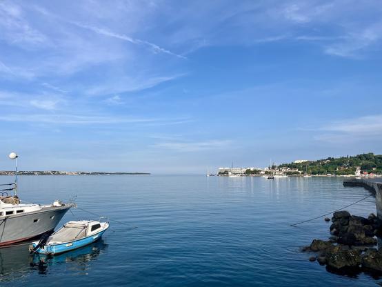 Portoroz Bay with boats on the left. 