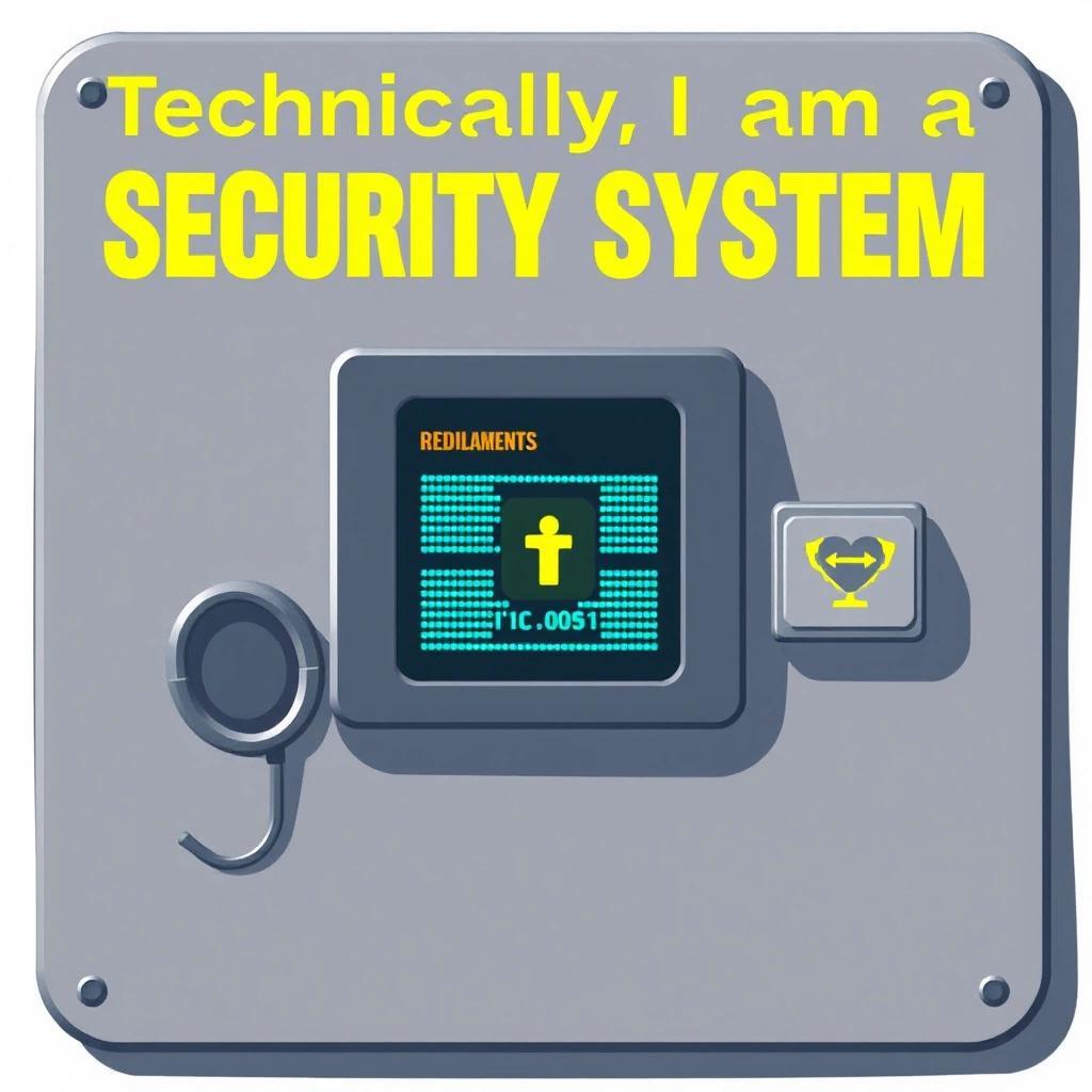 Image with seed 4157386895 generated via Stable Diffusion through @stablehorde@sigmoid.social. Prompt: Technically, I am a security system, so it was easy to get other security systems to interact with me, or to confuse them into thinking I was already part of them.