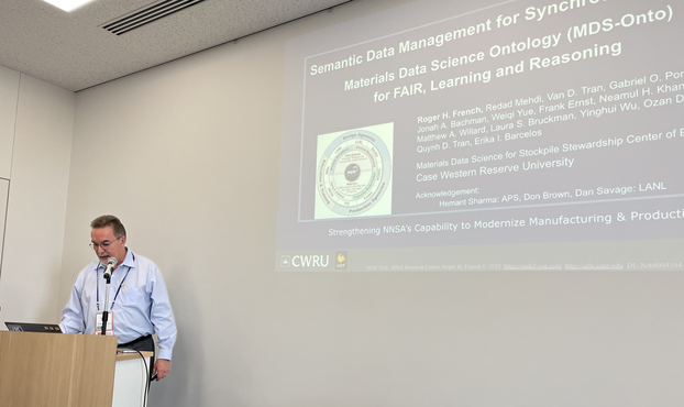 Roger H. French presenting his keynote at the Semantic Materials Science Workshop at ISWC 2025 in Nara, Japan.