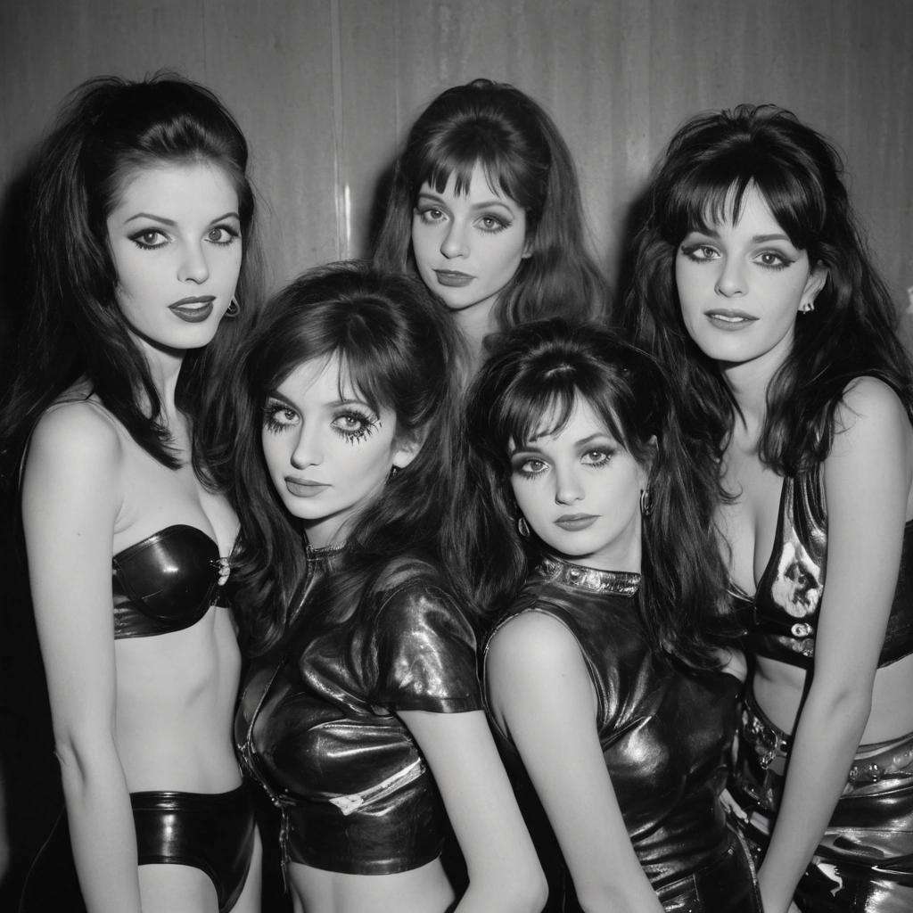 Image with seed 1975069717 generated via Stable Diffusion through @stablehorde@sigmoid.social. Prompt: Rock'n'Roll Babes From Outer Space 