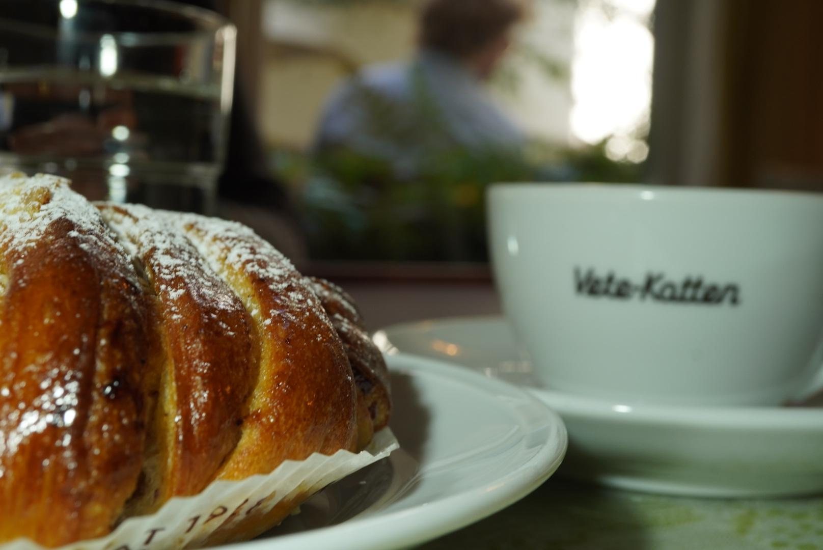 Fika! A blueberry thingie with a cup of coffee