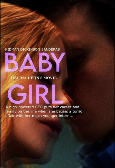 The poster for Babygirl shows Nicole Kidman in the light, embraced by Harris Dickinson in the shadows behind her.
