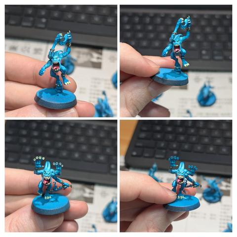 Painted miniatures. Blue Horrors from Warhammer Age of Sigmar. Work in progress.