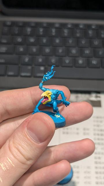 Painted miniature. Blue Horror from Warhammer Age of Sigmar. Work in progress.