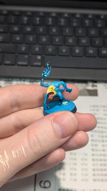 Painted miniature. Blue Horror from Warhammer Age of Sigmar. Work in progress.