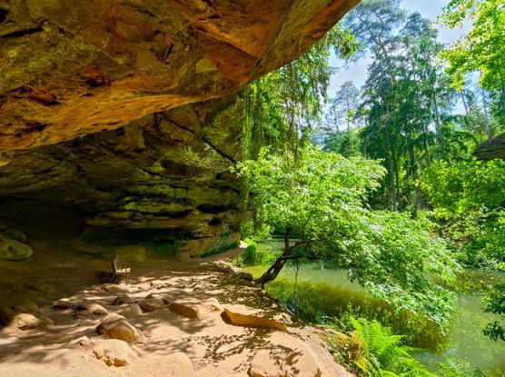 Cave along the schwarzachklamm, germany