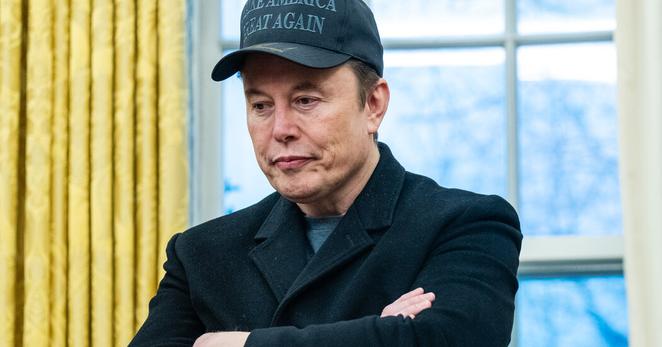 Elon Musk in the Oval Office in February.