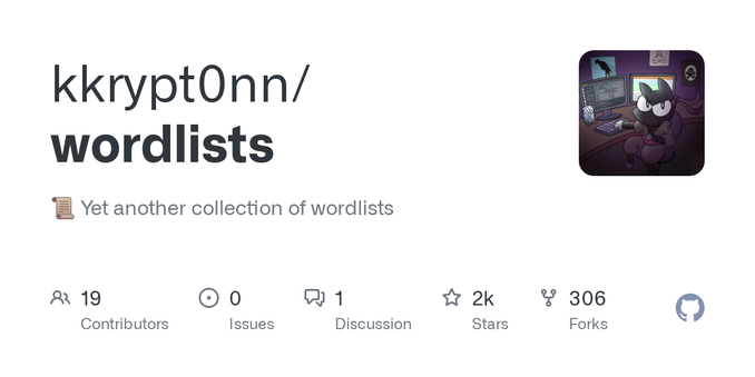 📜 Yet another collection of wordlists. Contribute to kkrypt0nn/wordlists development by creating an account on GitHub.