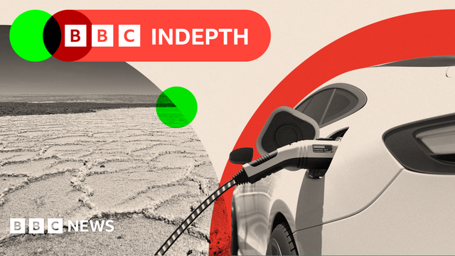 Two treated images of Salar de Atacama and a electric car charging