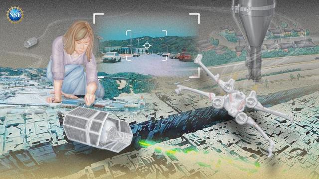 Science Matters Hero Illustration for the Star Wars UC Berkeley research connection, Hero illustration for the Science Matters story on Star Wars and UC Berkeley.