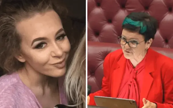 Separate pictures of Philippa Day smiling at the camera and Baroness Rolfe speaking in the House of Lords