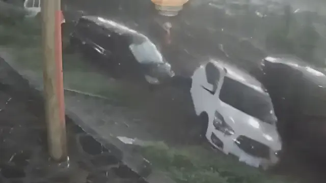 Cars getting swept away by floodwaters in Yuzhong County, Gansu Province, China on August 8, 2025. Credit: Volcaholic