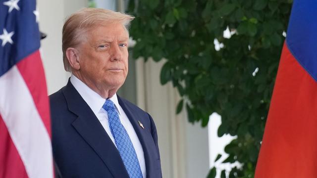 President Donald Trump awaits the arrival of Armenian Prime Minister Nikol Pashinyan at the White House on August 8, 2025 in Washington, DC. Trump is scheduled to hold a trilateral signing ceremony with the leaders of Armenia and Azerbaijani to end decades of conflict. 