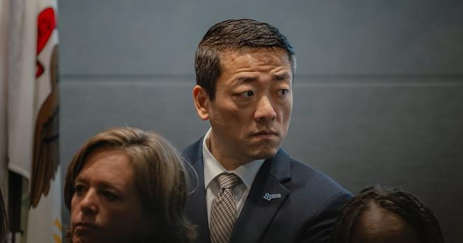 Democratic Texas Rep. Gene Wu listens to speakers during a press conference with members of the Texas House Democratic Caucus at IBEW Local 701 in Warrenville, Ill., on Monday, Aug. 4, 2025.