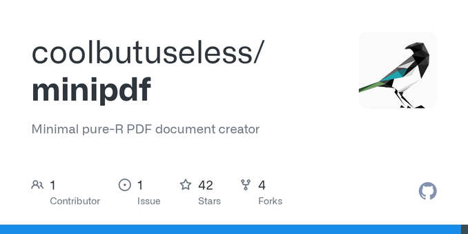 Minimal pure-R PDF document creator. Contribute to coolbutuseless/minipdf development by creating an account on GitHub.