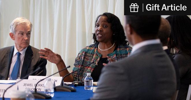 Lisa Cook, a member of the Federal Reserve Board of Governors, at an event at Spelman College in Atlanta in 2023.