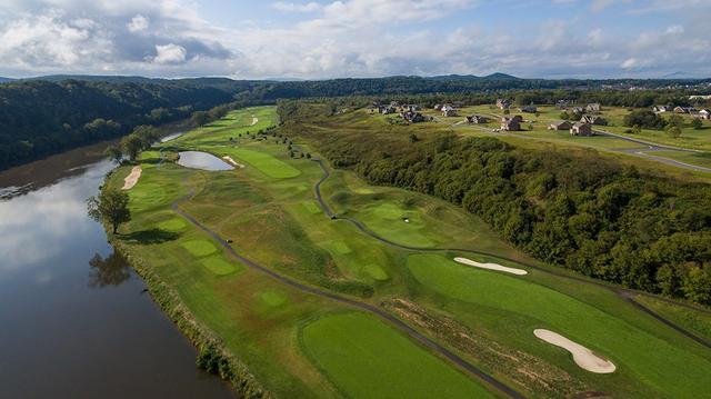 An aerial view of part of Fairlawn. The New River separates it from Radford but the two communities share a ZIP code. Courtesy of Pulaski County.