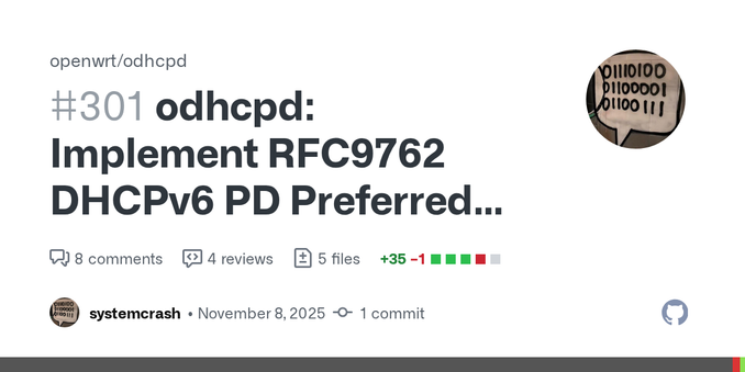 The RFC defines the P flag for use within PIOs, and defines its meaning as "purely a positive indicator, telling nodes that DHCPv6 PD is available and the network prefers that nodes use it&quo... The RFC defines the P flag for use within PIOs, and defines its meaning as "purely a positive indicator, telling nodes that DHCPv6 PD is available and the network prefers that nodes use it&quo...