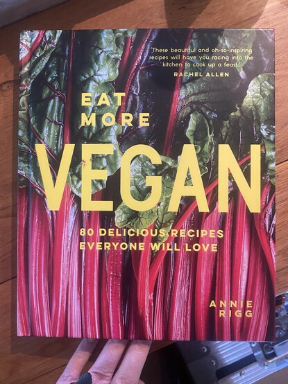 Forsiden på kokeboken Eat More Vegan av Annie Rigg.