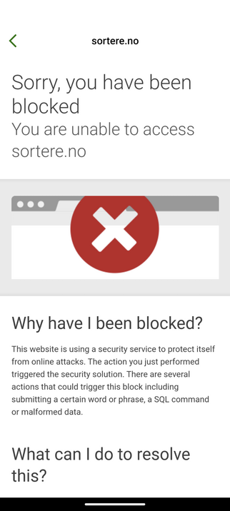 Blocked access til sortere.no