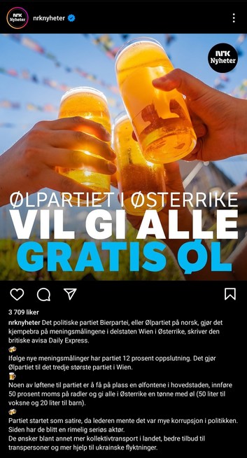 Ølpartiet i Østerrike vil gi alle gratis øl