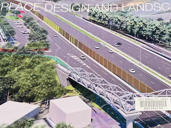 The 14-kilometre Coffs Harbour bypass project for  $2.2 billion. That's a lot of cycle and footpaths.
What active mobility?