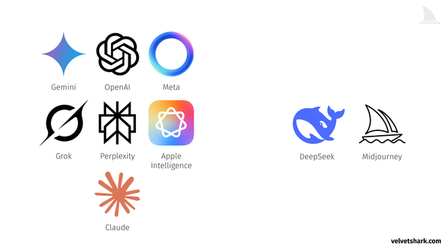Why do AI logos look like buttholes? Gemini, OpenAI, Meta, Grok, Perplexity, Apple Intelligence, Claude all have a circle with a centre theme. Only DeepSeek and Midjourney don't.