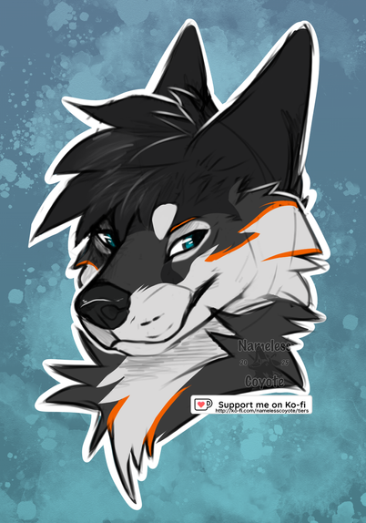 A Grey wolf character doing a sassy side eye to something behind him