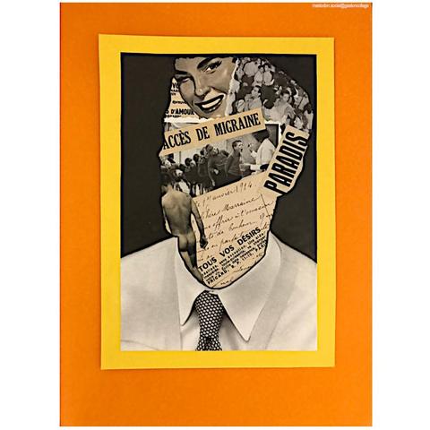 Série en cours... [ PENSÉES ] collage papiers sur papier, 21x29,7cm, 2025
œuvre, artiste collagiste Gaston. @gastoncollage