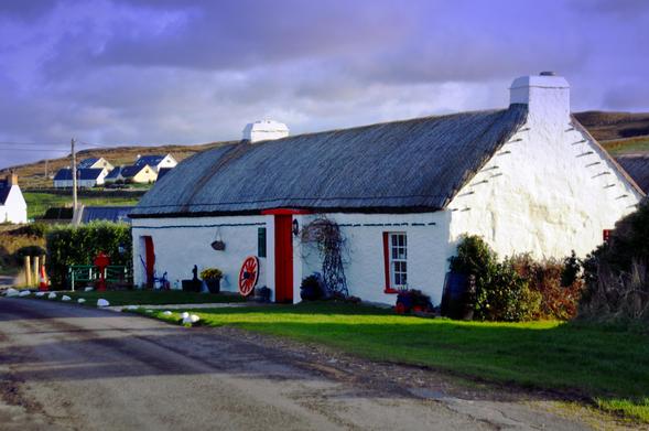 A traditional Irish cottage in County Donegal, Ireland.

https://john-hughes-photographic.pixels.com/featured/irish-cottage-john-hughes.html