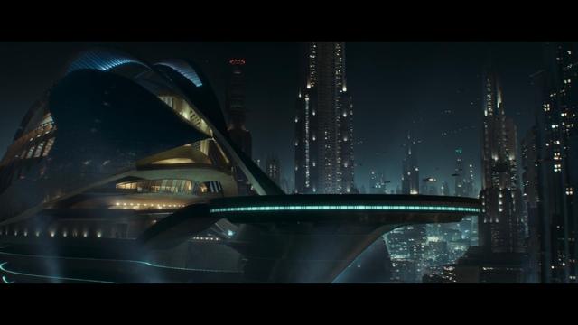 Screen grab from Andor - sci-fi city night view