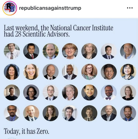 All science advisors for the National Cancer Institute has been fired