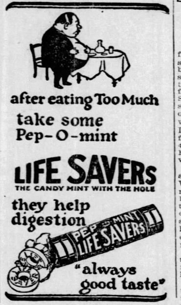 And finally, monsieur, a waffer theen... Pep O Mint Life Saver! (1926)