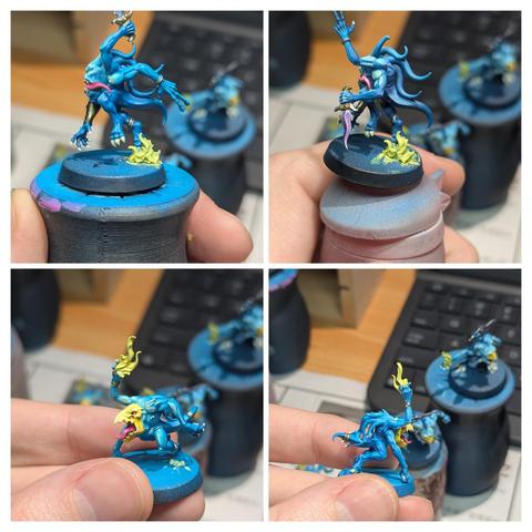 Painted miniatures. Blue Horrors from Warhammer Age of Sigmar. Work in progress.