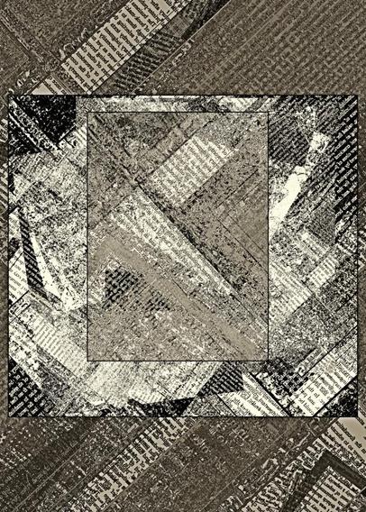 Lines of text are in various sizes and angles, creating a series of textured deconstructed text patterns.