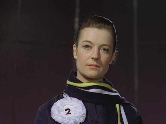 Rachel Herbert as the new Number 2 in the 'Free For All' episode of The Prisoner.