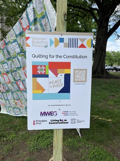A photo of the poster of the event “Quilting for the Constitution “