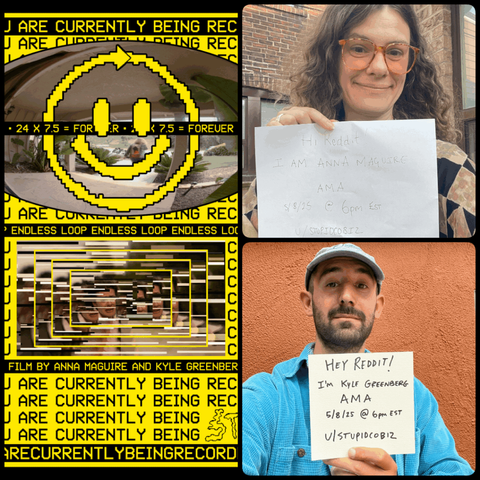 Hey r/movies! We are Anna Maguire & Kyle Greenberg, filmmakers of HI! YOU ARE CURRENTLY BEING RECORDED. After a yearlong festival campaign, we decided to create our own platform where the 7.5min short lives on in a 24hr loop with 192 chances to watch in full each day. Ask us anything!