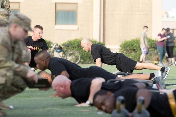 Hand-release pushups during an Army Combat Fitness Test