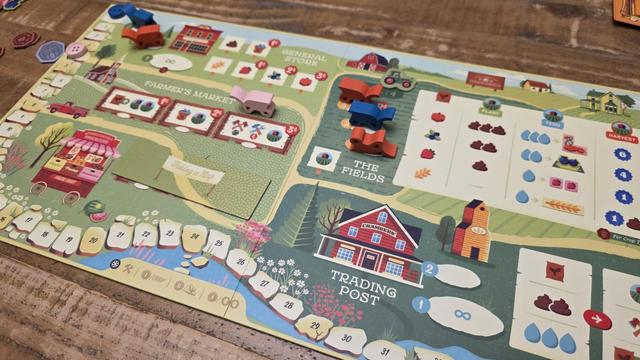 Main board at end of 2p game of Harvest