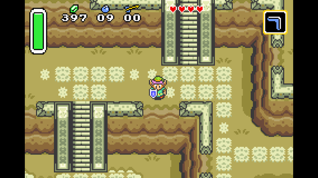 La versión para Game Boy Advance de The Legend of Zelda: A link to the past ejecutada en RetroArch con el módulo mGBA.
