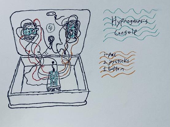 An amateur but charming line drawing of a lot of wires sprawled inside an arcade console