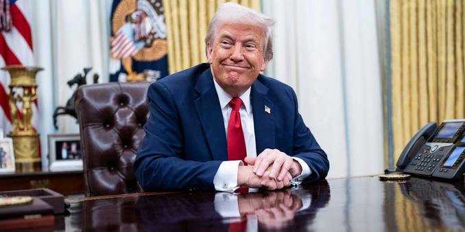 A photo of President Trump smiling.