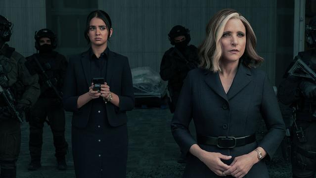 (Valentina Allegra de Fontaine (Julia Louis-Dreyfus) and Mel (Geraldine Viswanathan) in Thunderbolts