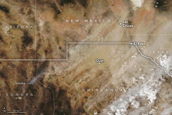 NASA image of April 27 dust storms