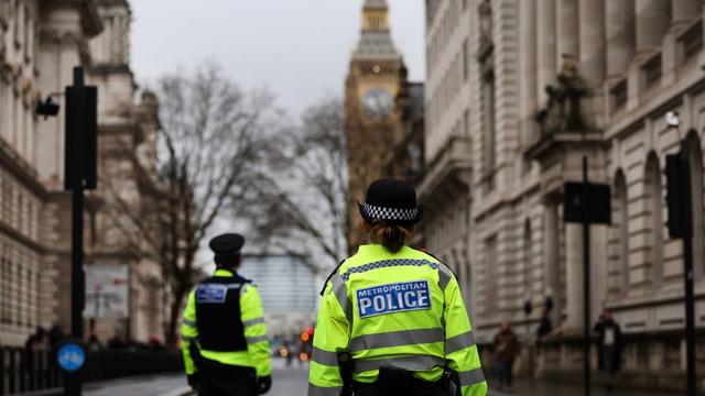 Police on a London street near parliament. | Andy Rain/EPA-EFE
