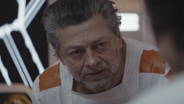 (L-R): Kino Loy (Andy Serkis) and Cassian Andor (Diego Luna) in Lucasfilm's Andor