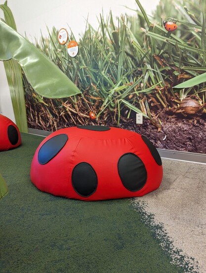 Vinyl ladybug climb-upon I just redid the cover for at Thinkery children’s museum in Austin,TX