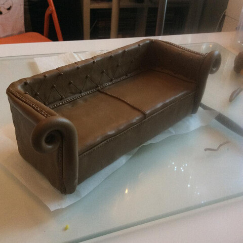 A process pic of the Chesterfield style sofa