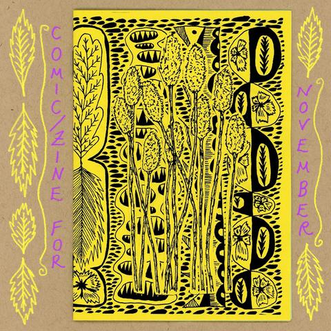 The cover of an illustrated comic/zine that has a drawing of reeds and patterns in the background. 